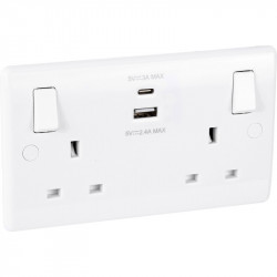 Double socket with USB A+C white