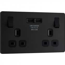USB double socket matt black