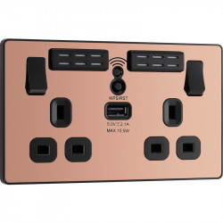 Double socket with built-in WiFi extender +1 USB point - copper
