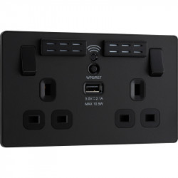 Double socket with built-in WiFi extender +1 USB point - matt black